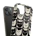 Midnight Cat Grid – Black & White Minimal Cat Phone Case