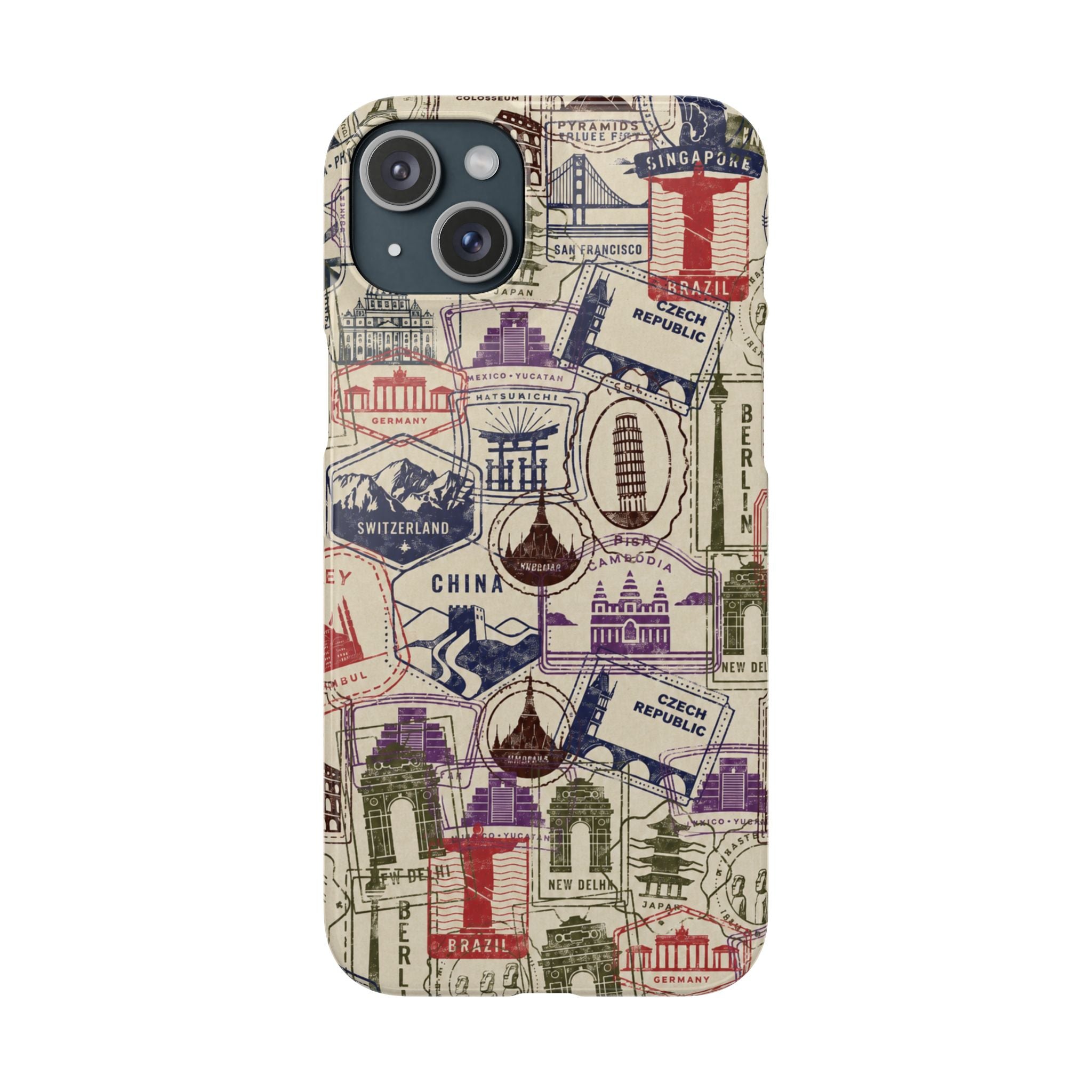 Vintage Travel Stamps Phone Case