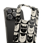 Midnight Cat Grid – Black & White Minimal Cat Phone Case