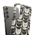 Midnight Cat Grid – Black & White Minimal Cat Phone Case