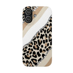 Beige Leopard Print Glitter Phone Case