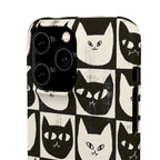 Midnight Cat Grid – Black & White Minimal Cat Phone Case