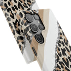 Beige Leopard Print Glitter Phone Case