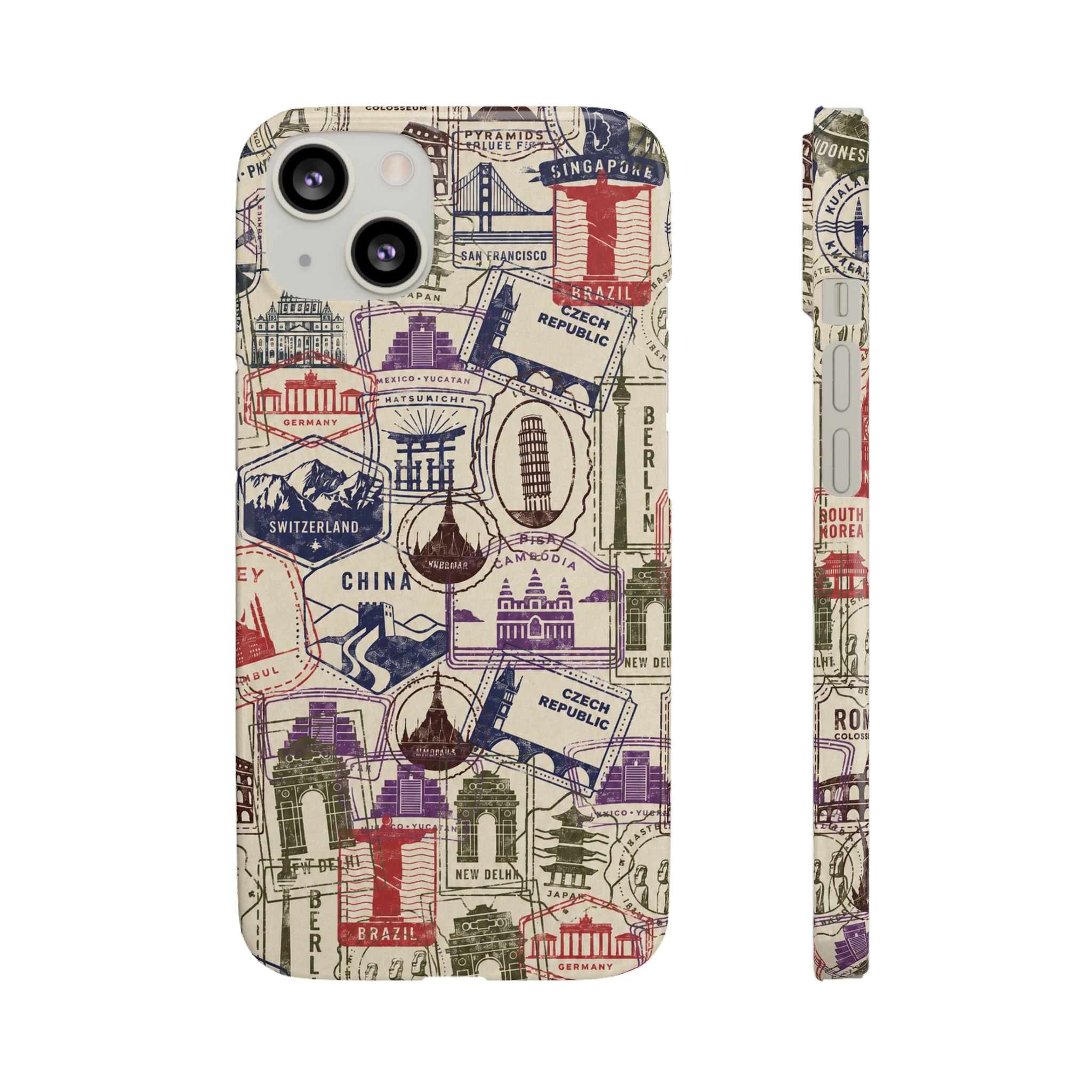 Vintage Travel Stamps Phone Case