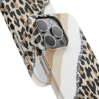Beige Leopard Print Glitter Phone Case