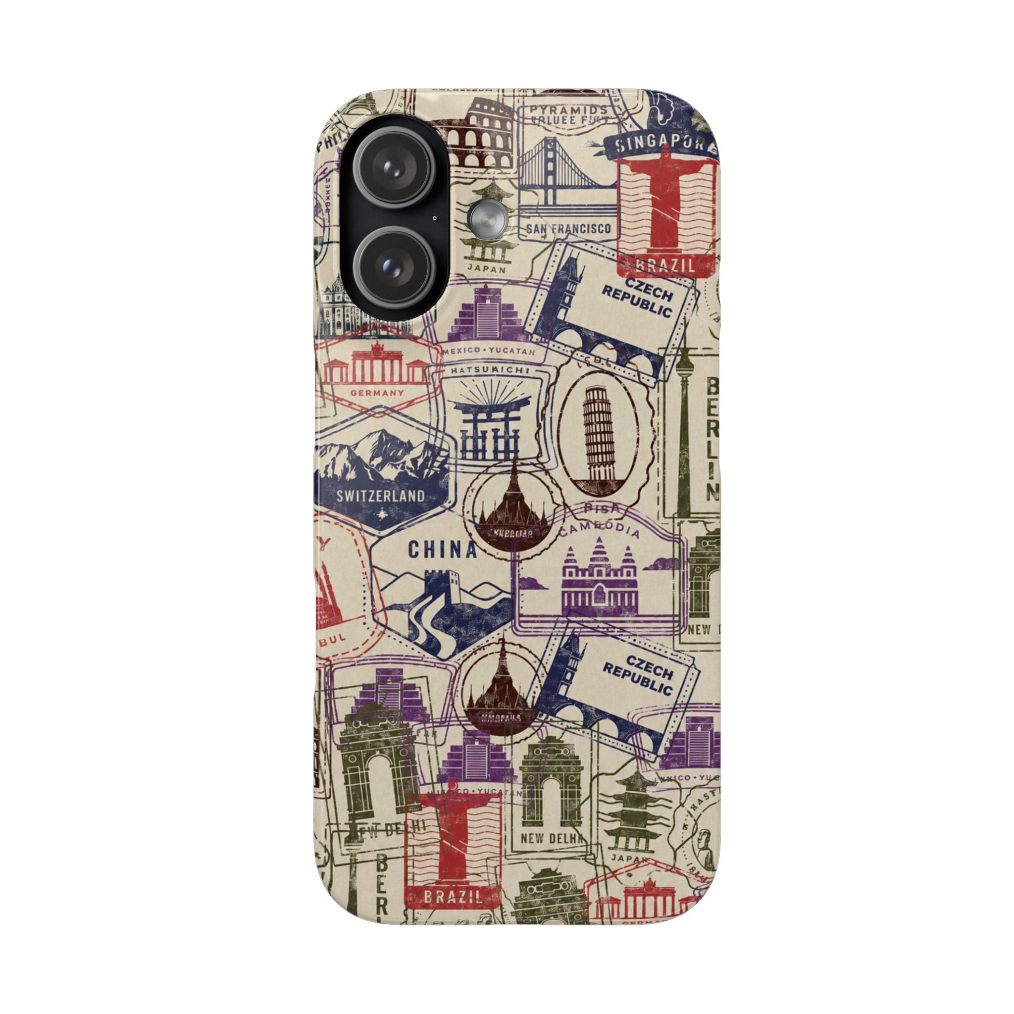 Vintage Travel Stamps Phone Case