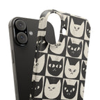 Midnight Cat Grid – Black & White Minimal Cat Phone Case