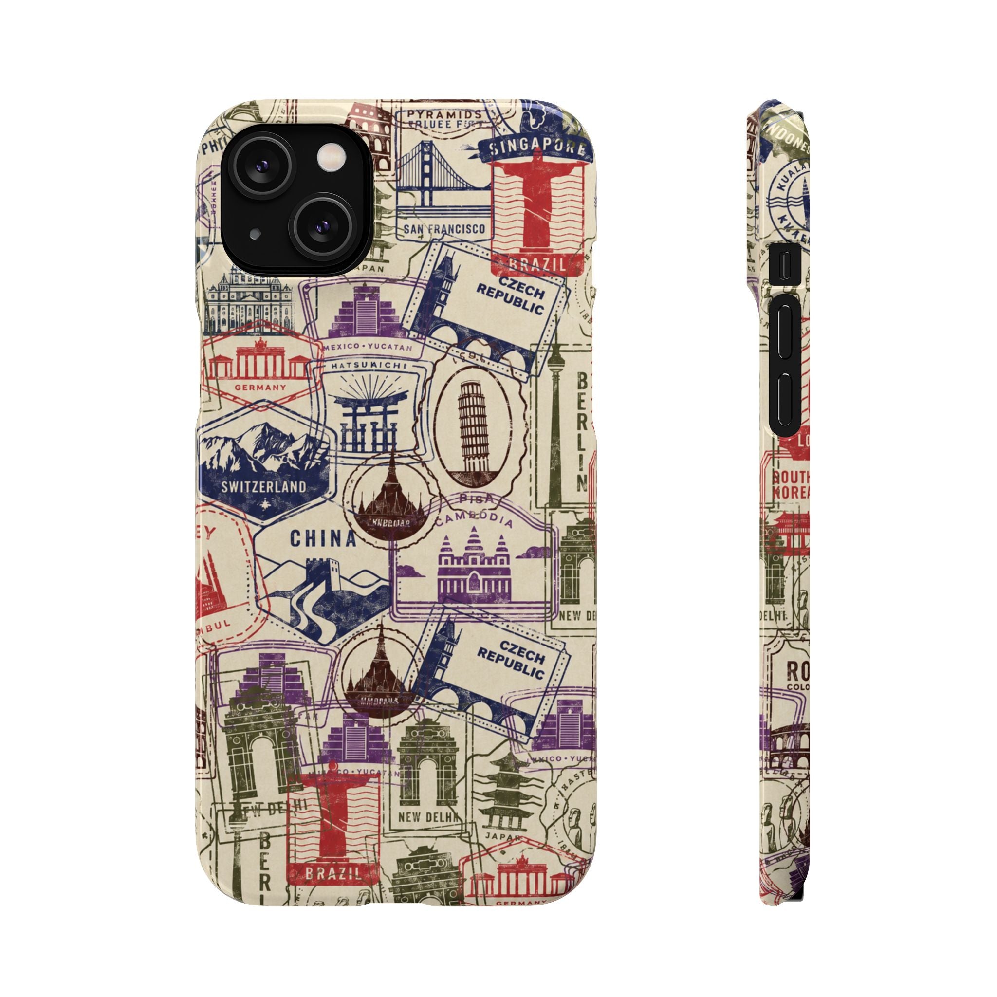 Vintage Travel Stamps Phone Case