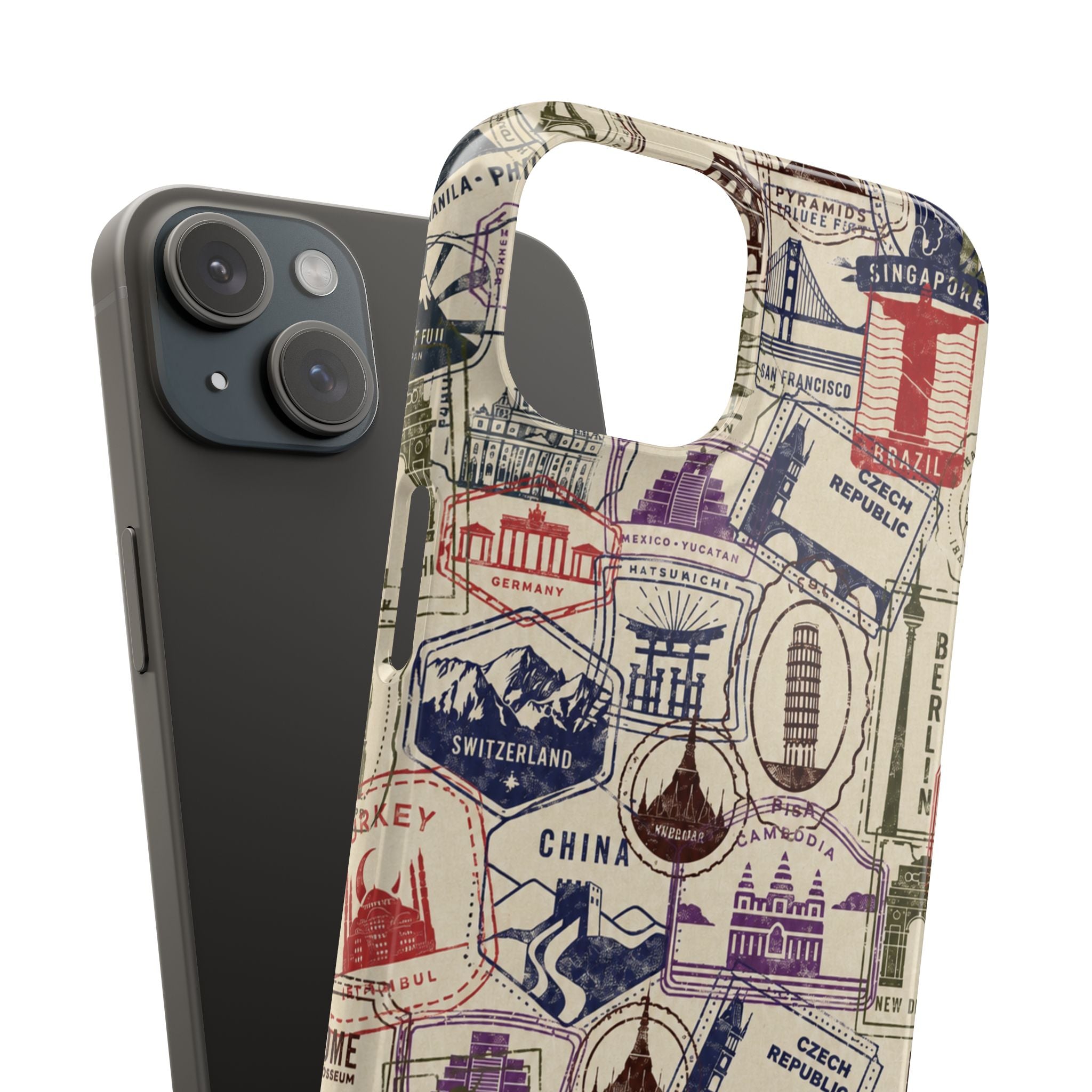 Vintage Travel Stamps Phone Case