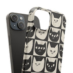 Midnight Cat Grid – Black & White Minimal Cat Phone Case