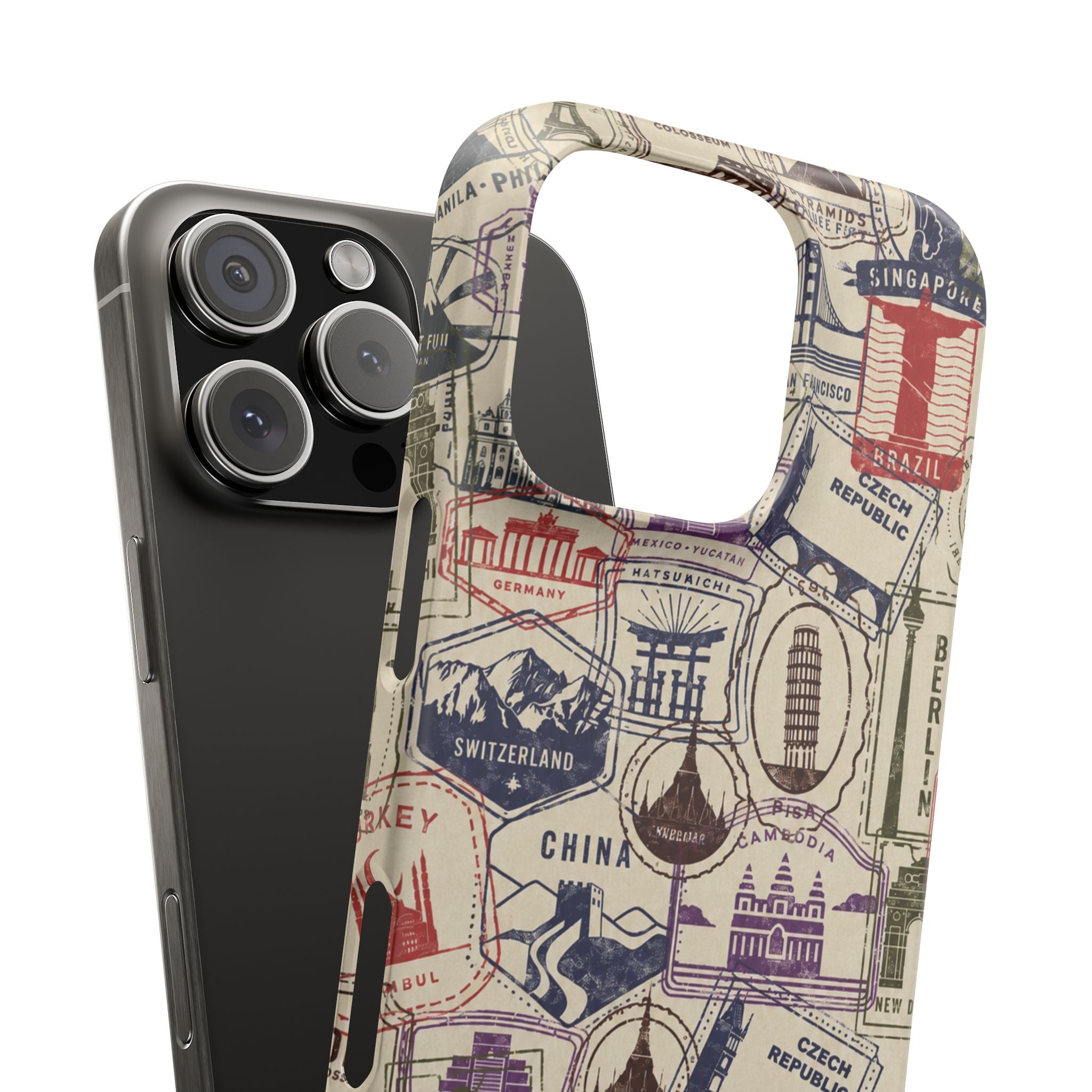 Vintage Travel Stamps Phone Case