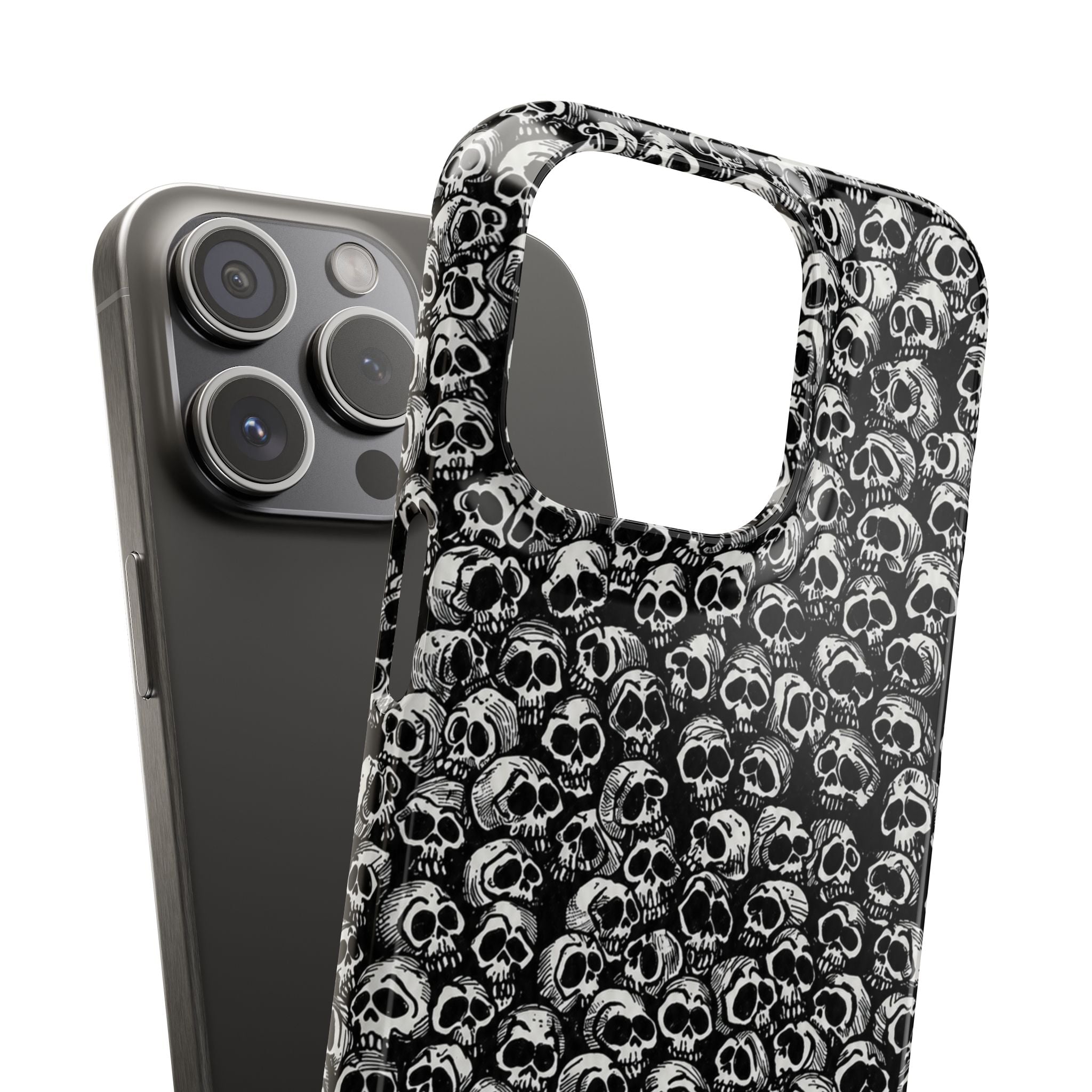 Black and White Skull Pattern Phone Case