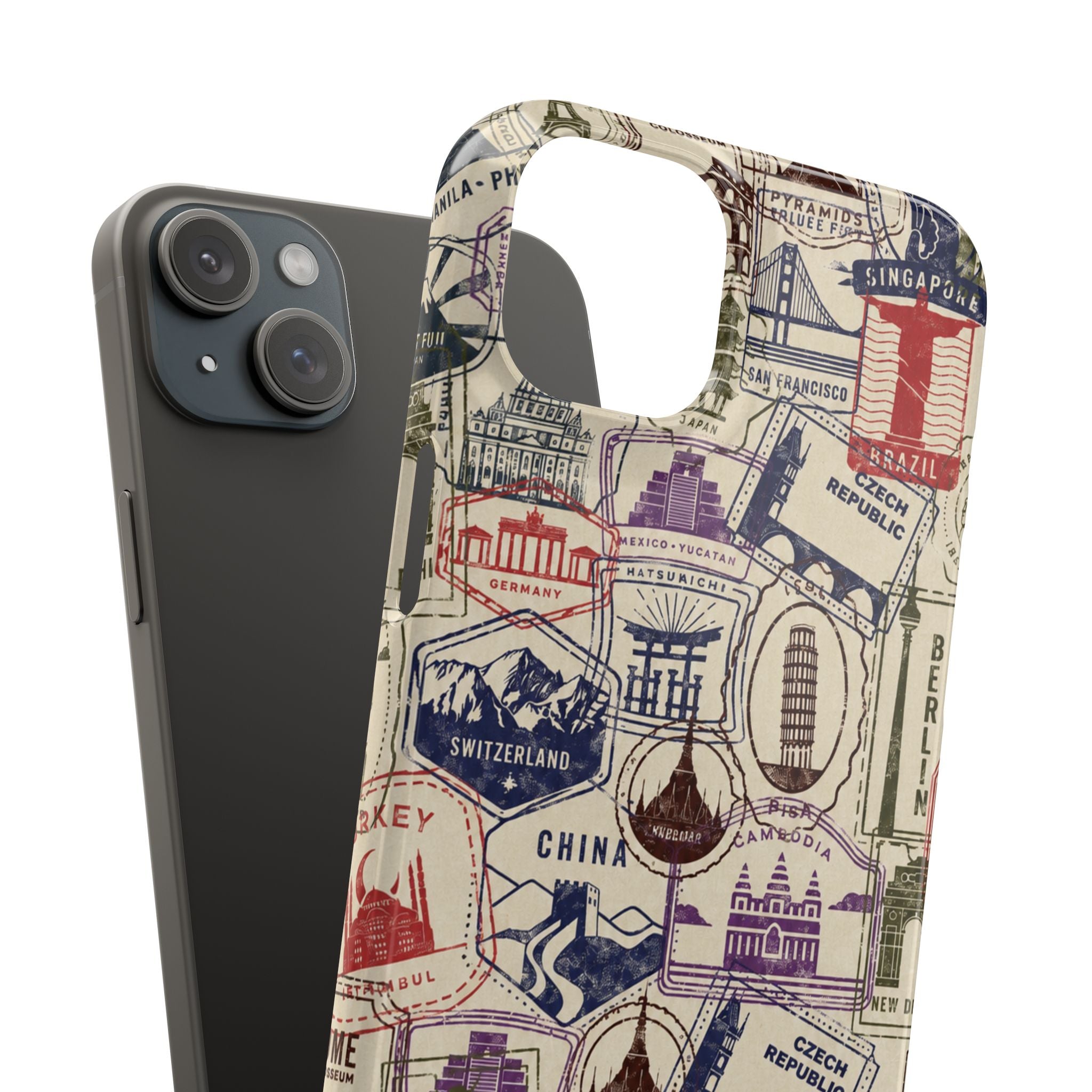 Vintage Travel Stamps Phone Case