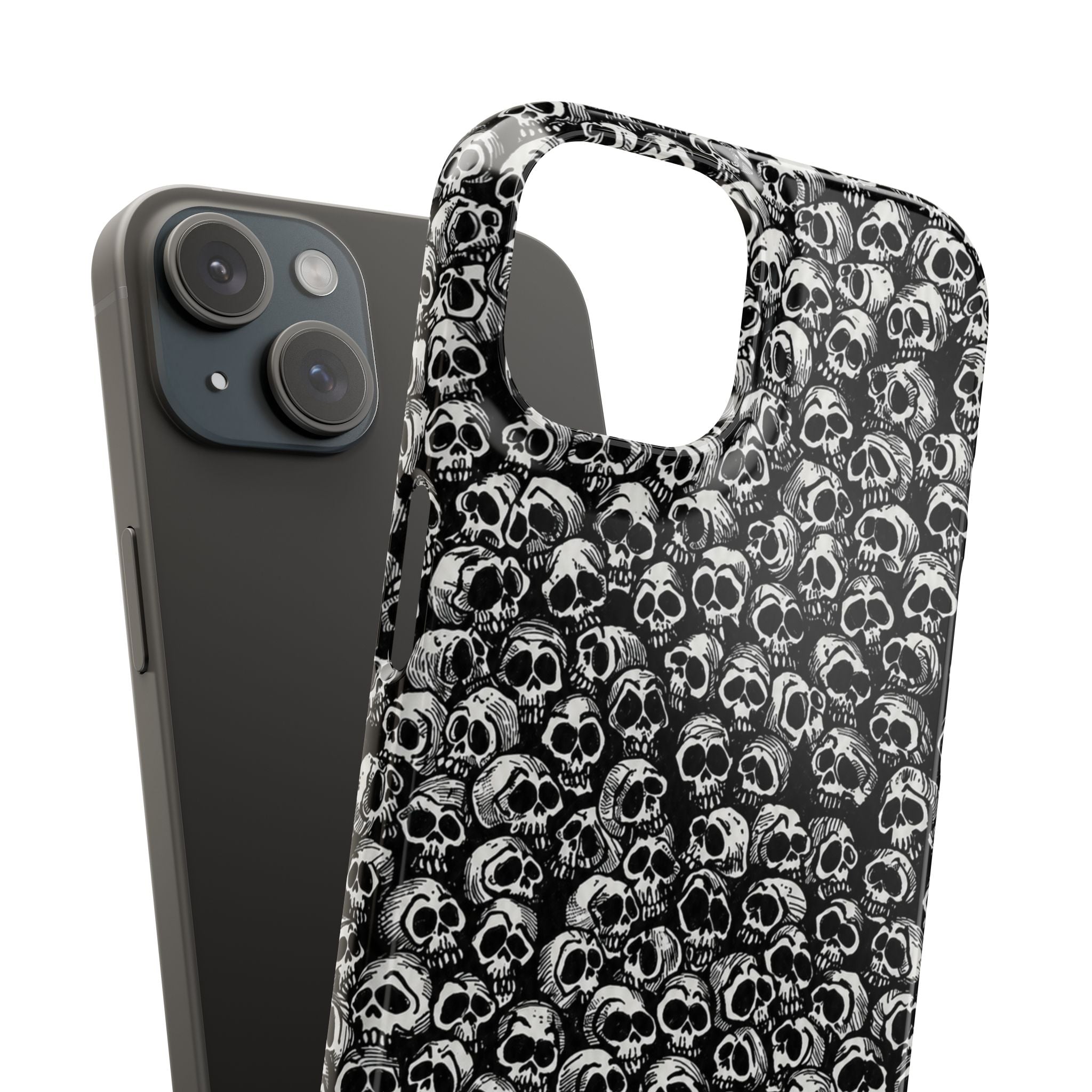 Black and White Skull Pattern Phone Case