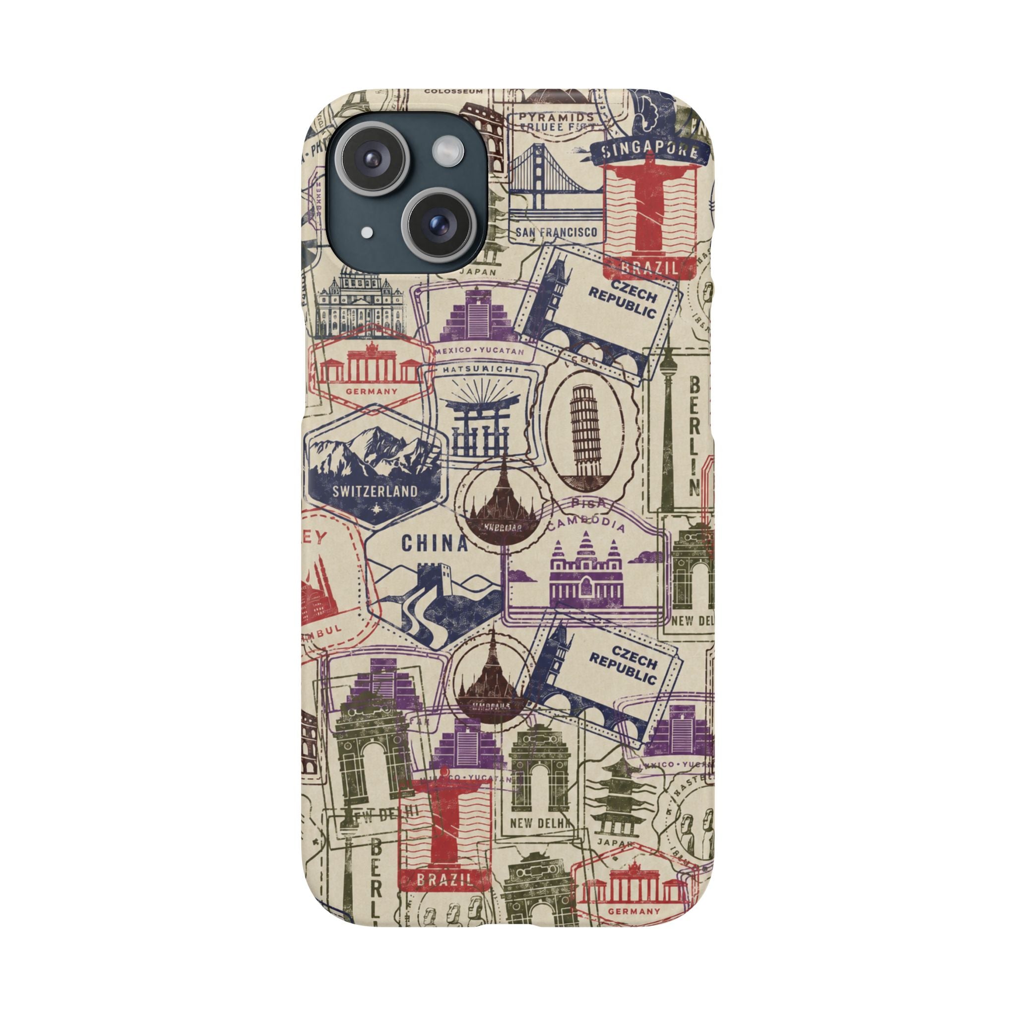 Vintage Travel Stamps Phone Case