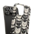 Midnight Cat Grid – Black & White Minimal Cat Phone Case