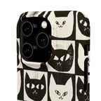 Midnight Cat Grid – Black & White Minimal Cat Phone Case