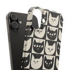 Midnight Cat Grid – Black & White Minimal Cat Phone Case