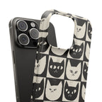 Midnight Cat Grid – Black & White Minimal Cat Phone Case