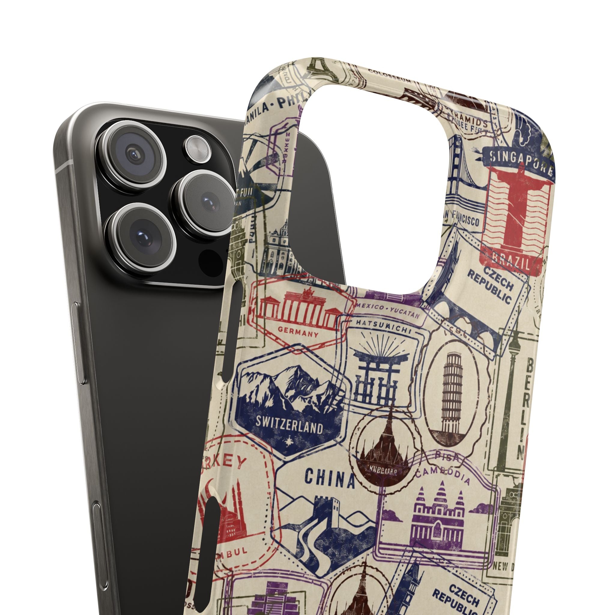 Vintage Travel Stamps Phone Case
