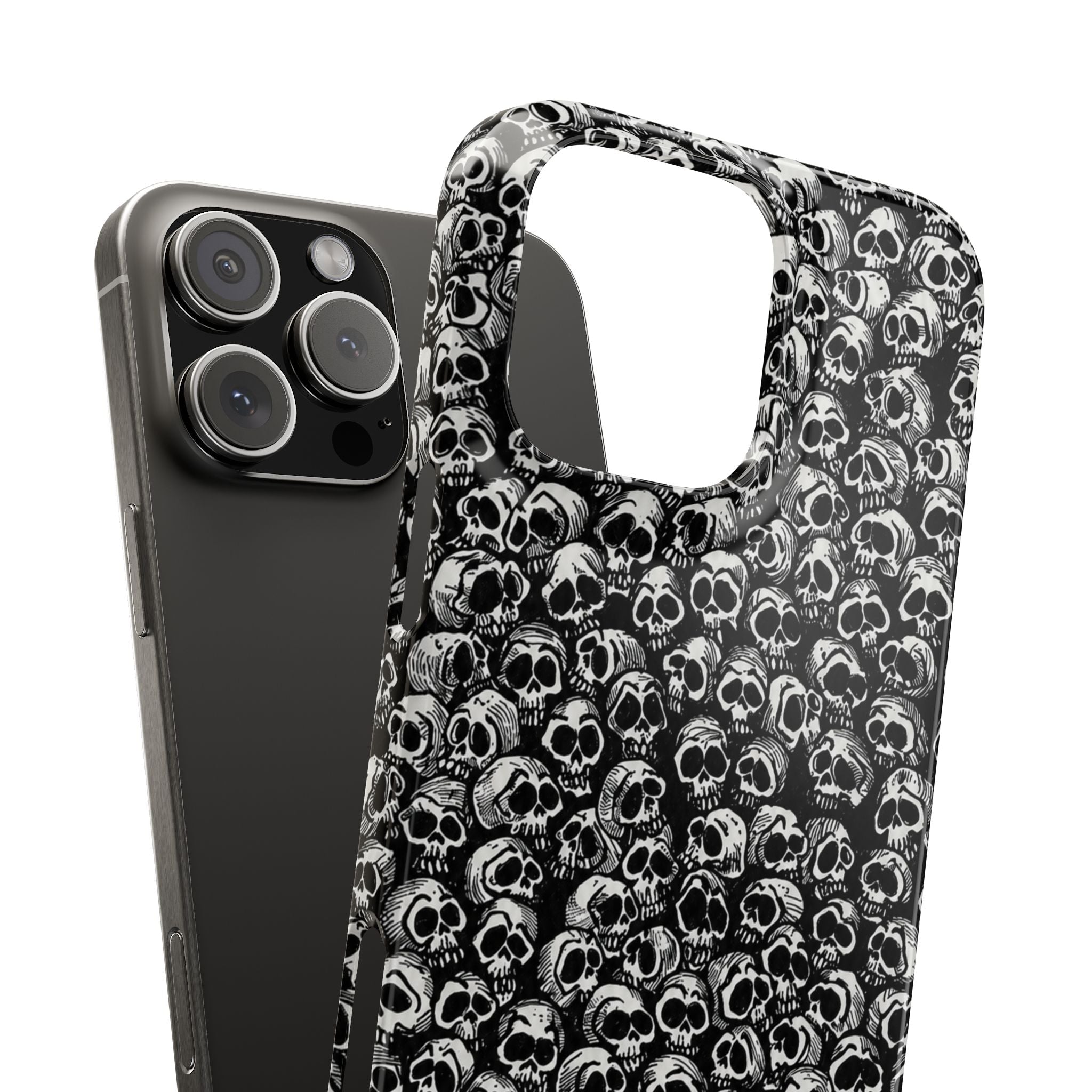 Black and White Skull Pattern Phone Case