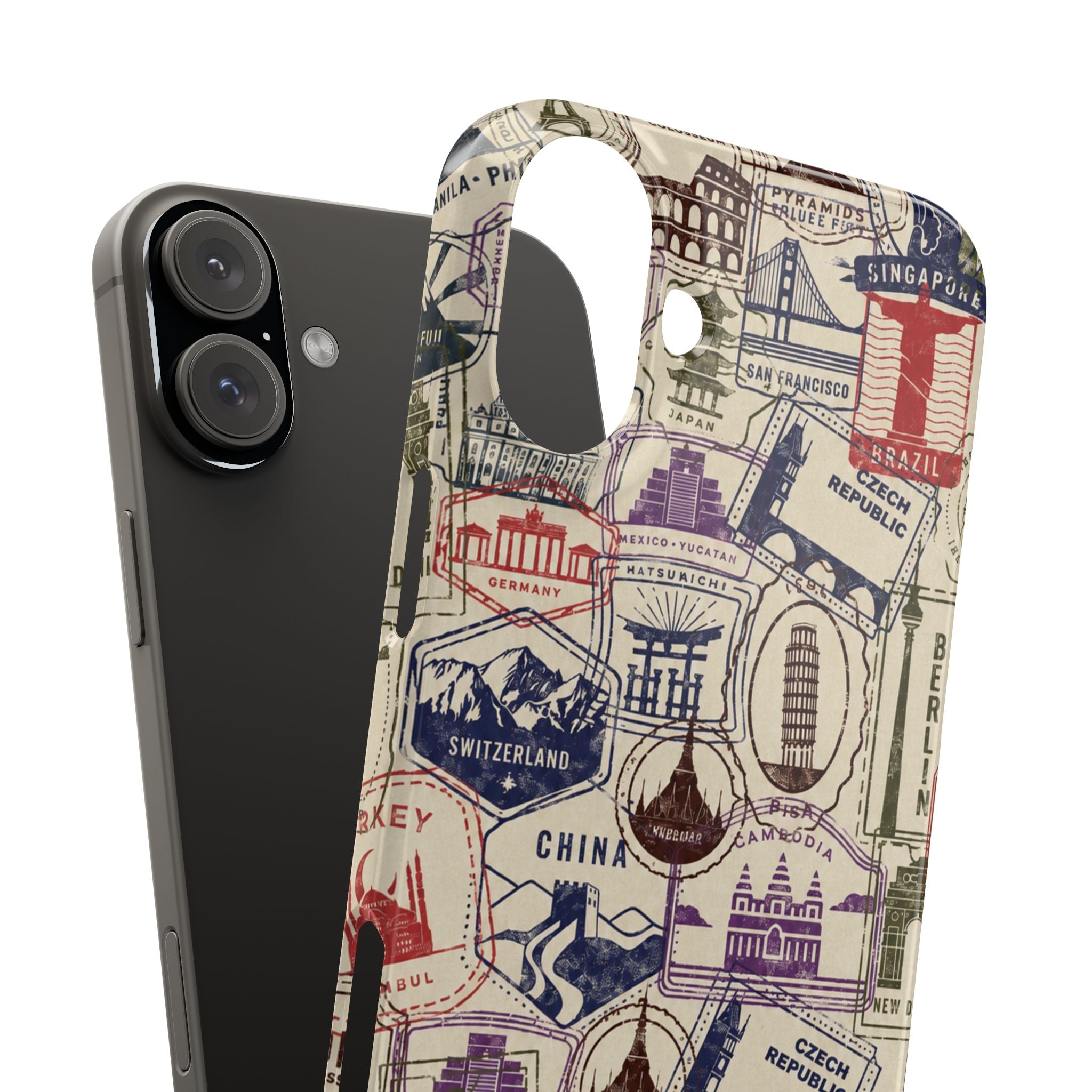 Vintage Travel Stamps Phone Case