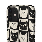 Midnight Cat Grid – Black & White Minimal Cat Phone Case