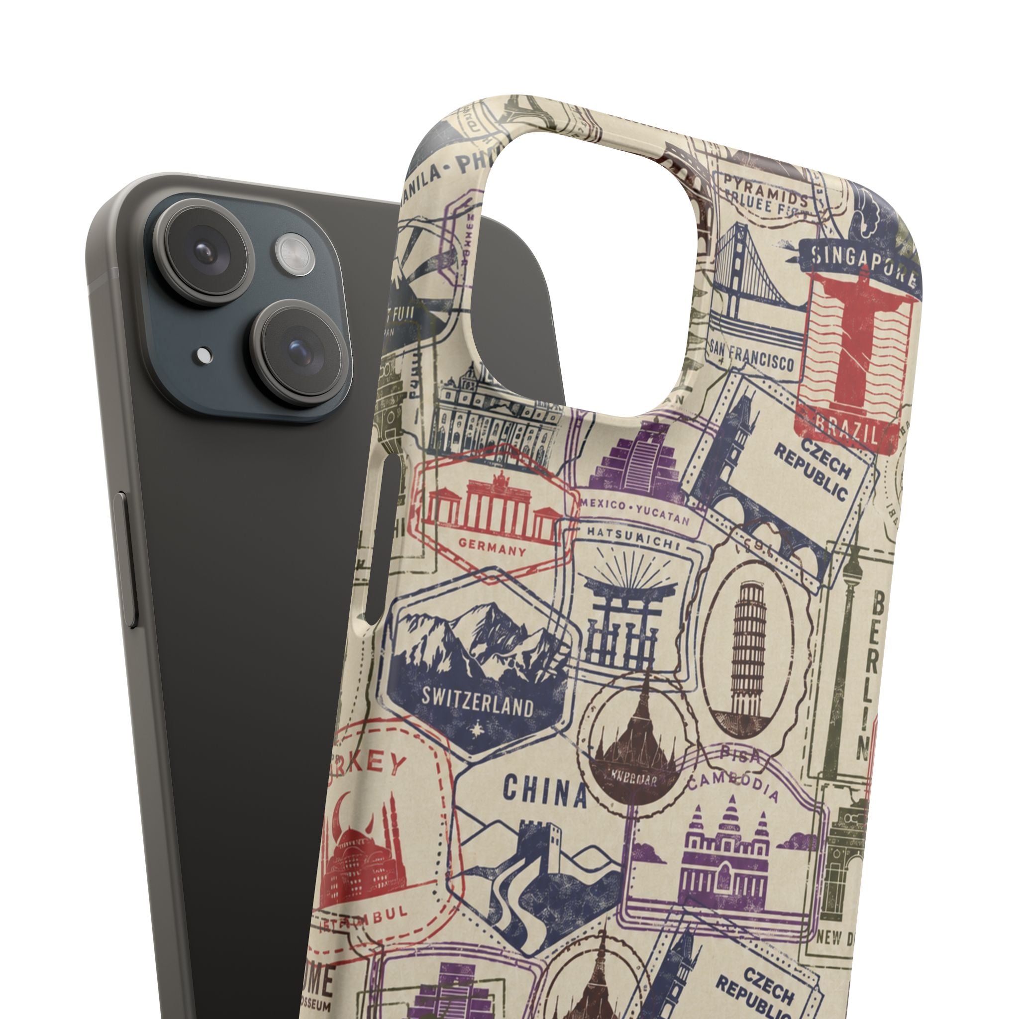 Vintage Travel Stamps Phone Case