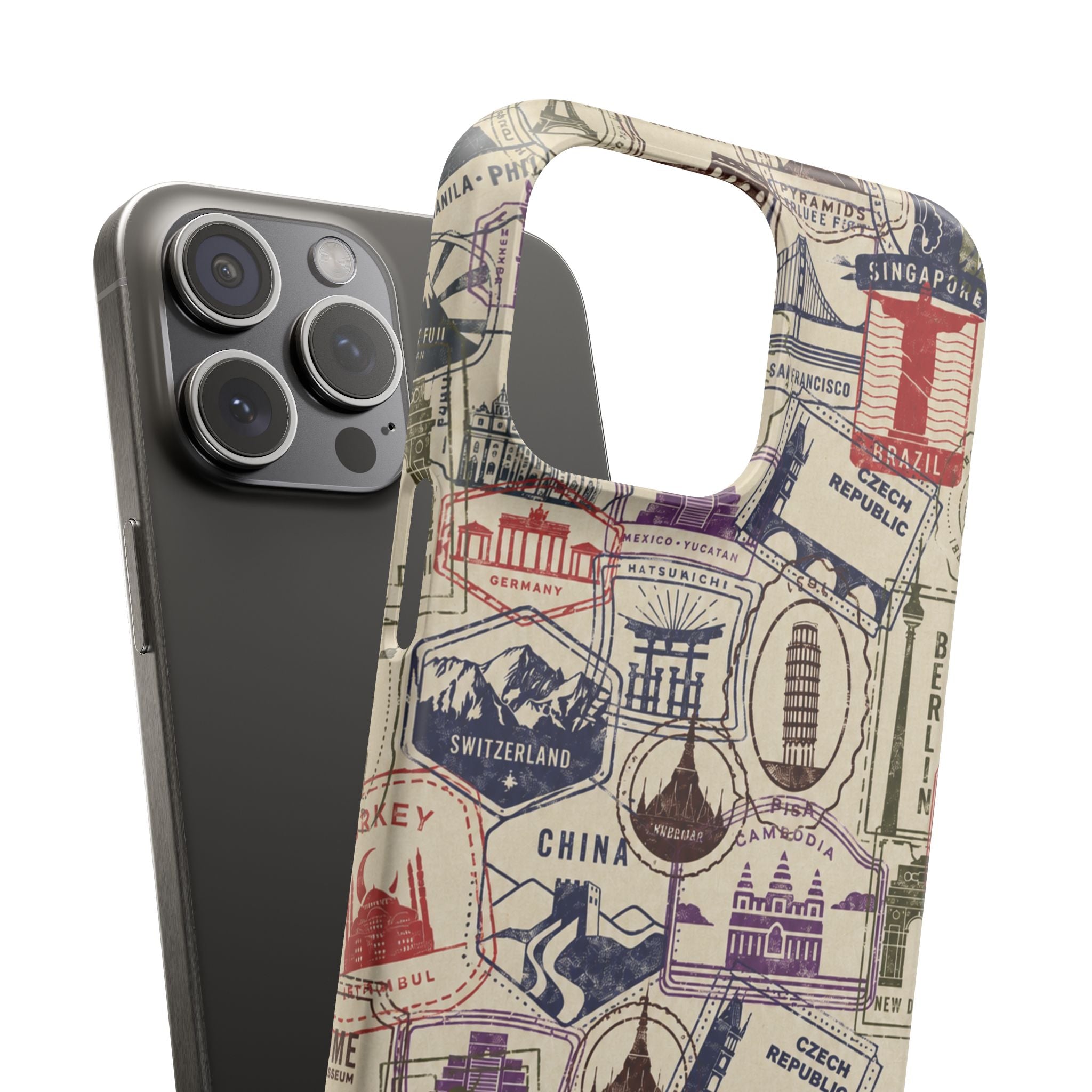 Vintage Travel Stamps Phone Case