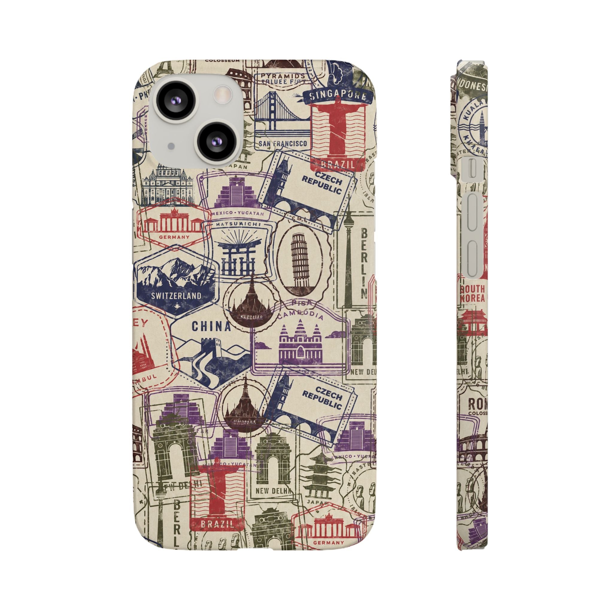 Vintage Travel Stamps Phone Case