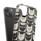 Midnight Cat Grid – Black & White Minimal Cat Phone Case