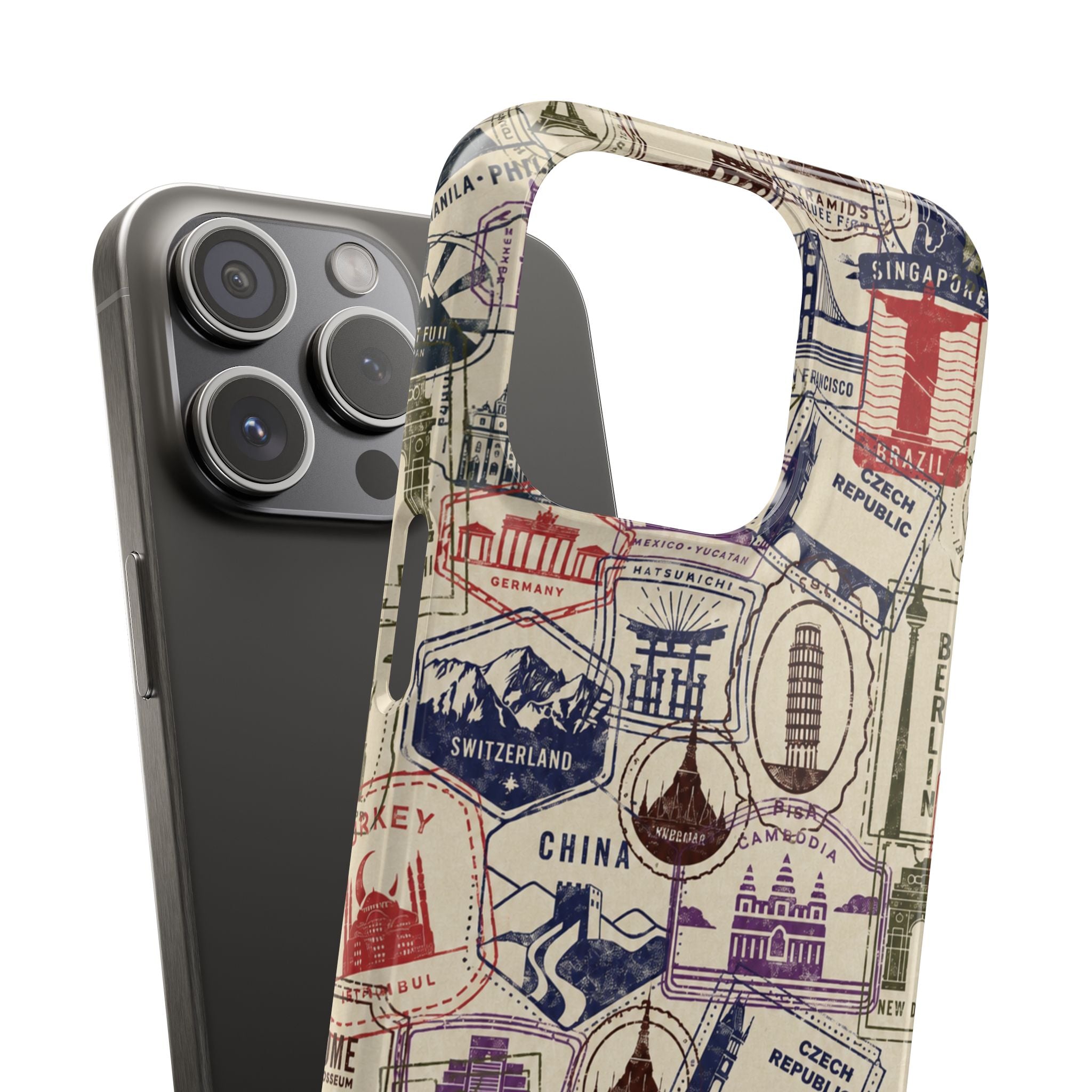 Vintage Travel Stamps Phone Case