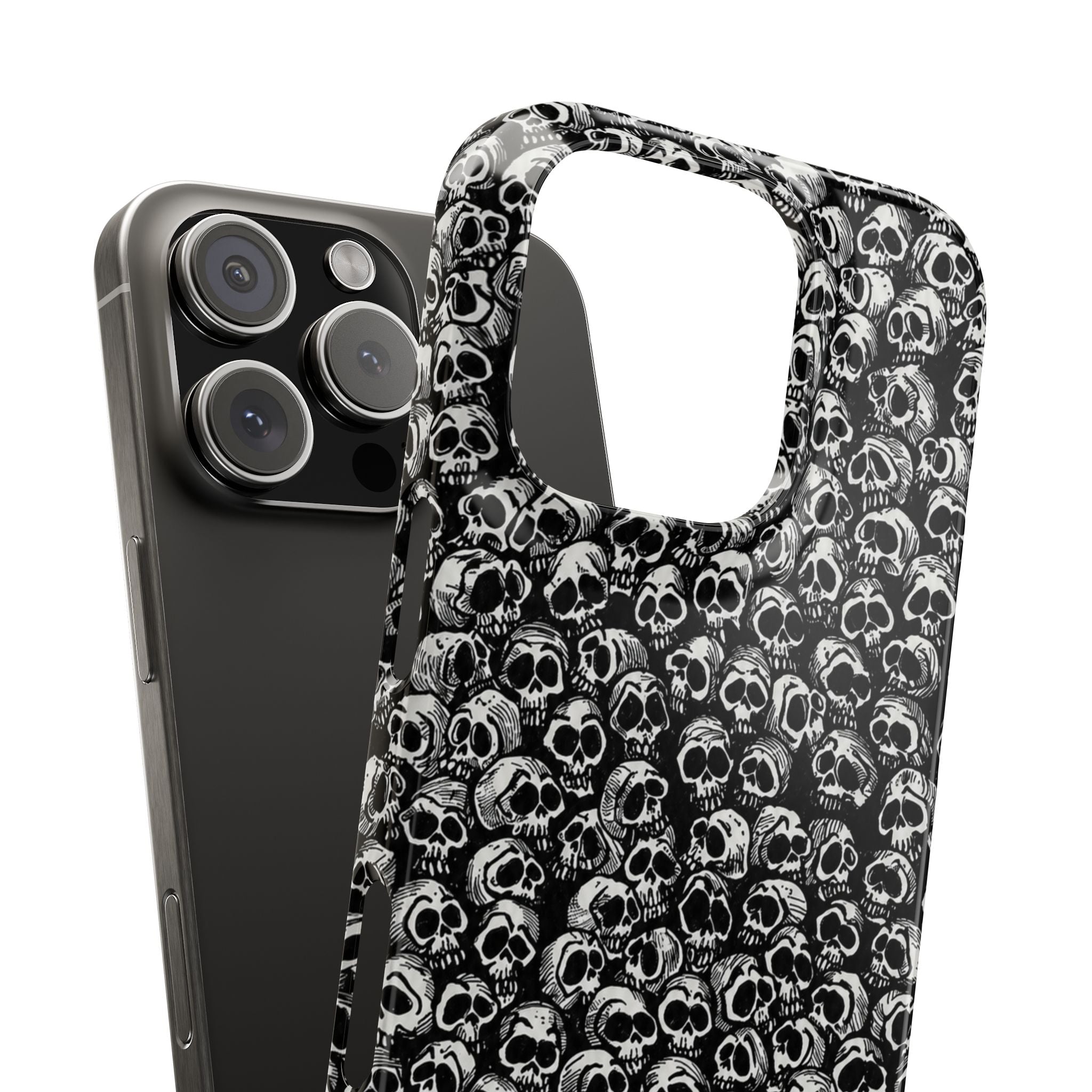 Black and White Skull Pattern Phone Case
