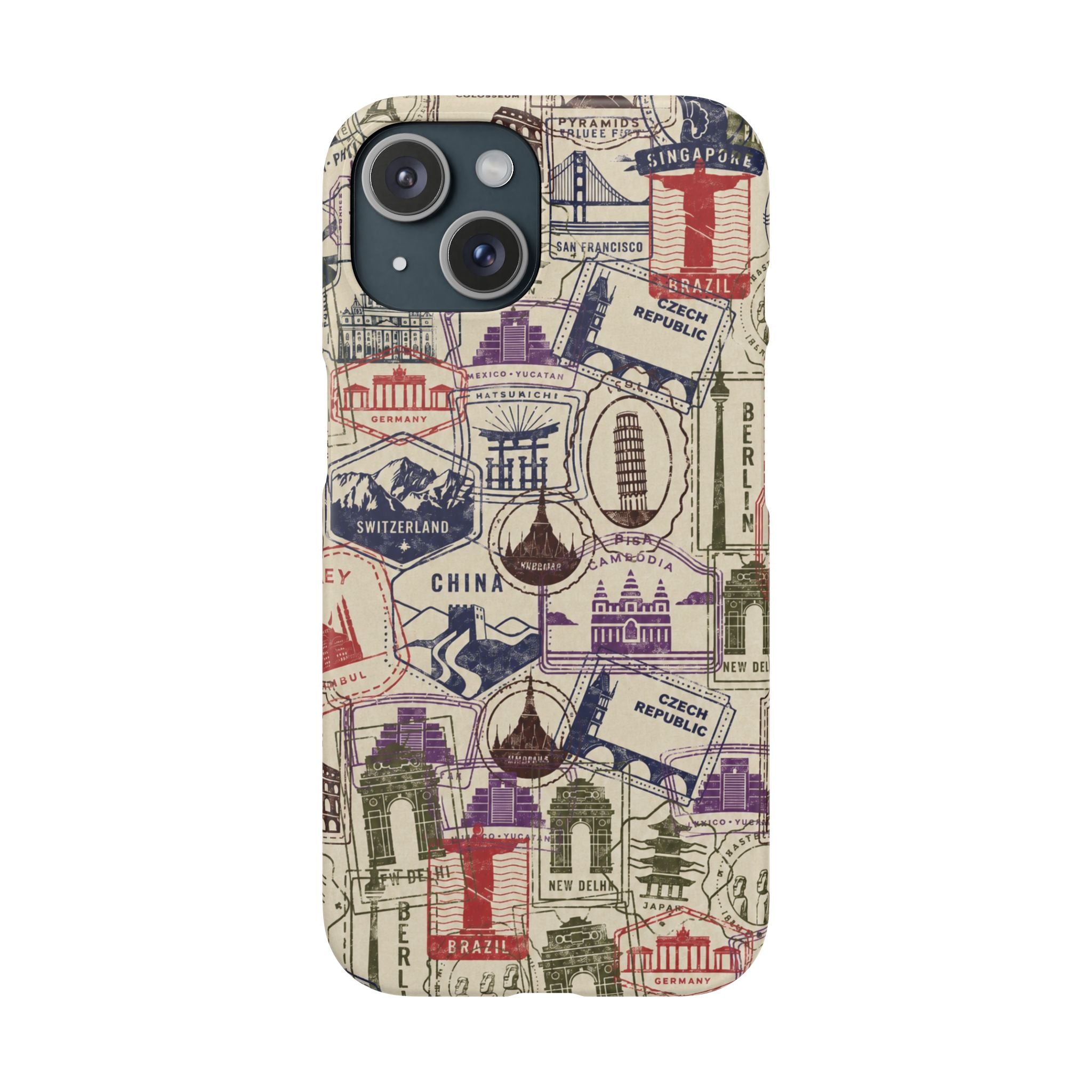 Vintage Travel Stamps Phone Case