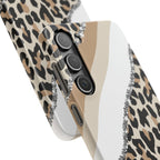 Beige Leopard Print Glitter Phone Case